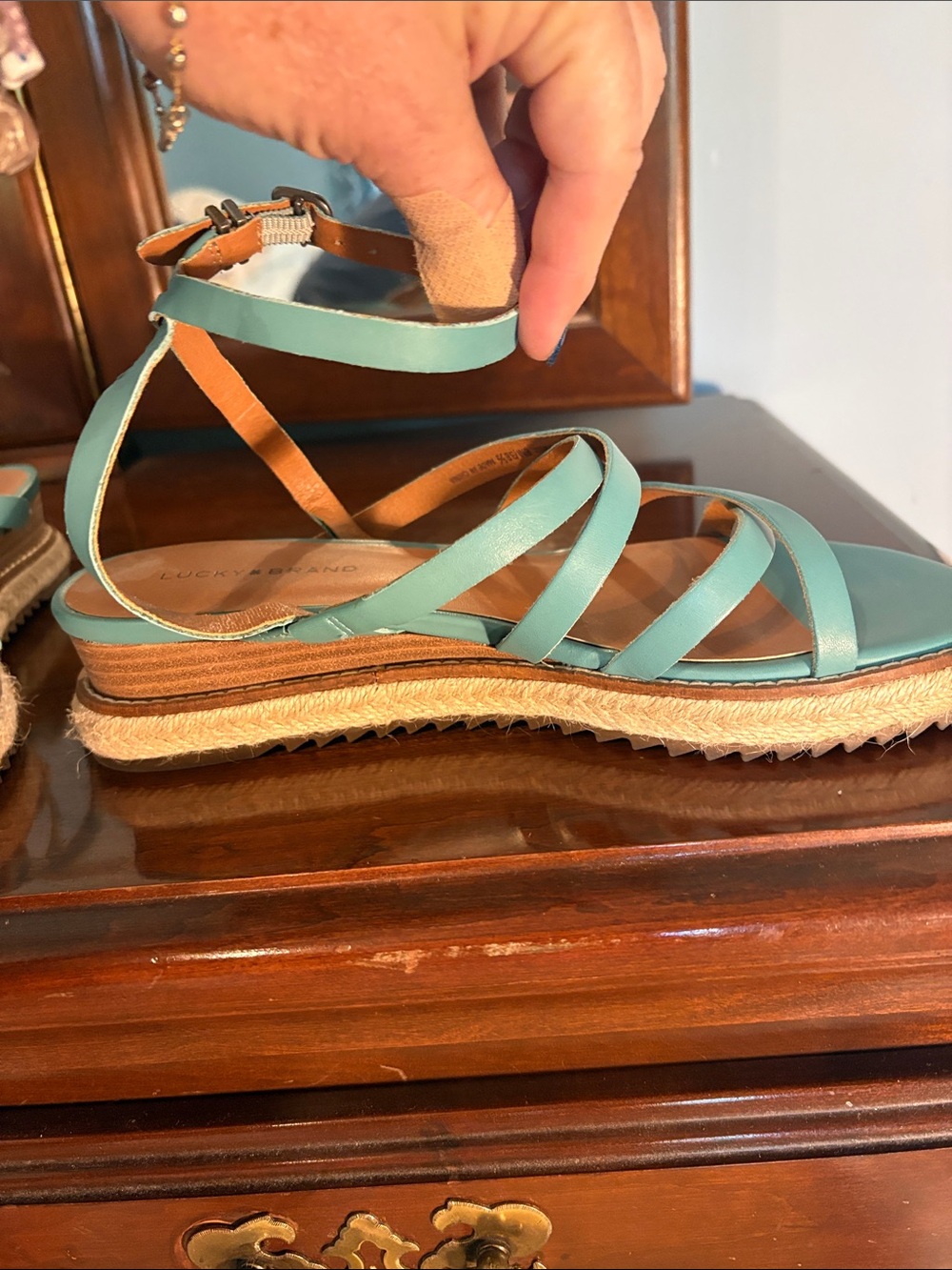 Lucky Brand Teal Strappy Espadrille Sandals - Picture 3 of 4
